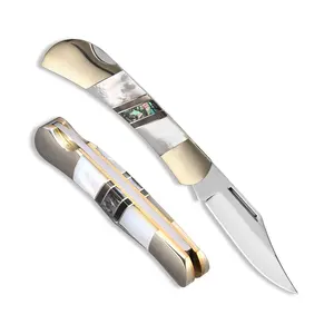 Coltello da tasca pieghevole da caccia 3Cr13 di alta qualità con manico in ottone bianco