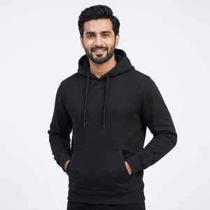Meilleur prix – Sweat à capuche oversize pour homme en velours respirant 100 % coton, color block, avec demi-fermeture éclair, logo personnalisé, manches longues, hiver, Pakistan - Product Image 1