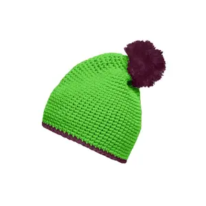 Chapeau à pompon à rayures contrastées, merchandising personnalisé - Product Image 1