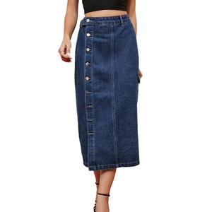 <span class=keywords><strong>Jupe</strong></span> en jean pour femme 2026 – Nouvelle collection – Coupe <span class=keywords><strong>droite</strong></span> mi-longue boutonnée – Vente flash - Product Image 5