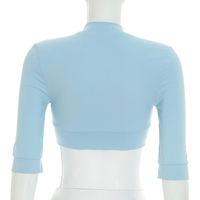 Viviblook Y26TP217 Nouveau haut court sexy à col en V et manches courtes boutonné pour femme – Collection été