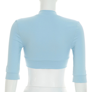 Viviblook Y26TP217 Top Corto Sexy de Verano para Mujer con Cuello en V y Botones - Product Image 3