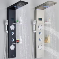 Système de douche mural thermostatique pour hôtel avec écran LED numérique, panneau de douche en laiton et robinet pluie - Juego De Ducha