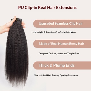 ผมต่อแบบคลิปหนีบชนิดตรงแบบหยิกเล็กน้อย ทำจากผมแท้ Remy  ไร้รอยต่อ หนาเต็มปลาย  ผมแท้ 100% สำหรับผู้หญิงผิวสี - Product Image 4