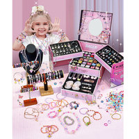 Kit de maquillage pour enfants Yasni, ensemble de bijoux en perles DIY fait main, bracelet et collier en plastique créatif pour filles, cadeau de créateur pour enfants