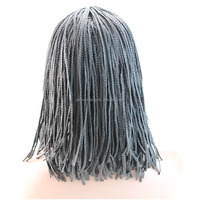 12 pouces court Bob tresses africaines avec Bang Dreadlocks cheveux perruque tressage partie centrale haute température fibre synthétique femmes