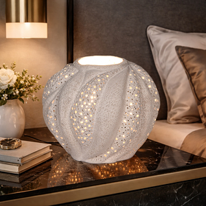 Handmade White Ceramic <b>Table</b> Lamp Sea Urchin Shape Decorative Ambient <b>Light</b> for Bedroom Living Room Hotel indoor lighting - Product Image 2