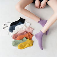 Chaussettes d'été pour femmes, mi-mollet, en coton, fines, absorbantes, à dentelle, style japonais tendance, style Instagram