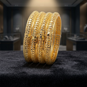 Juego de Brazaletes de Latón Chapado en Oro para Mujer, Marca Alex Jewelry, Brazaletes de Moda Tradicionales de Lujo para Bodas - Product Image 4