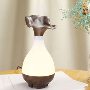 <span class=keywords><strong>Diffusore</strong></span> di Aromi a Ultrasuoni a Forma di Vaso di Loto, Umidificatore a Nebbia Fredda <span class=keywords><strong>con</strong></span> Luce LED Calda Effetto Legno, Regalo per la Casa, Personalizzazione Logo all'Ingrosso - Product Image 4