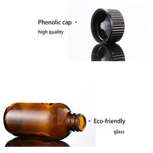 Vente en gros vide 2oz 4oz 8oz 16oz 32oz Amber Boston Bouteilles rondes en verre avec bouchon phénolique - Product Image 3