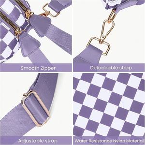 Bolsos cruzados clásicos y espaciosos para mujer, riñonera de nailon a cuadros con correa de hombro ajustable - Product Image 5