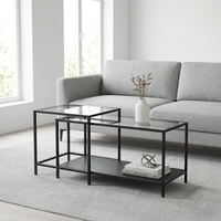 Table basse moderne en acier, table d'appoint mobile et imbriquée avec rangement pour canapé, salon, petite table à café, directement de l'usine