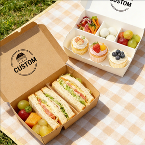 กล่องอาหารกระดาษคราฟท์รูปทรงสี่เหลี่ยมผืนผ้าแบบใช้แล้วทิ้ง ย่อยสลายได้เอง ปรับแต่งได้ สำหรับร้านอาหาร OEM ODM ขนาด 32 ออนซ์ - Product Image 1