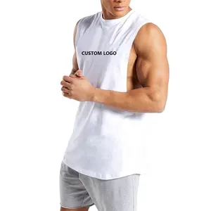 Custom Mannen Gym Plus Size Ademend Mouwloos Vest Sport Tank Top Fitness Singlet Workout Spier Bodybuilding Mens Tank Top