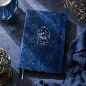Cuaderno <span class=keywords><strong>de</strong></span> Lectura Personalizado LABON Azul Oscuro con Borde Plateado, Tapa Dura, Papelería, Regalo - Product Image 1