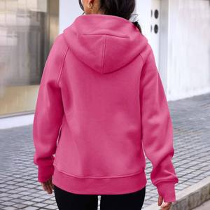 เสื้อฮู้ดซิปผู้หญิงผ้าฟลีซพร้อมส่ง สำหรับฤดูใบไม้ร่วงและฤดูหนาว สไตล์สตรีทแวร์ ปักโลโก้ - Product Image 6
