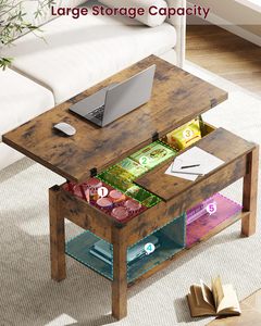 3-in-1 Multi-funzione regolabile in altezza <span class=keywords><strong>tavolino</strong></span> in legno marrone soggiorno <span class=keywords><strong>e</strong></span> tavolo da pranzo con custodia nascosta Set opzione - Product Image 6