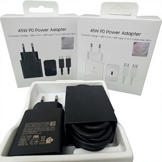 CE Certified 45W EP-T4510 PD Super Fast Power Adapter 5A Type C 1.8M Cable Wall Charger Cube Chargeur for Samsung S23 S24