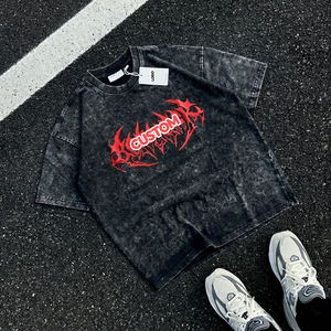 <span class=keywords><strong>T</strong></span>-<span class=keywords><strong>shirt</strong></span> Homme 100% Coton, Coupe Oversize, Grammage Lourd, Effet <span class=keywords><strong>Vintage</strong></span> Délavé à l'Acide et au Sel, Impression DTG, Personnalisable avec Logo - Product Image 1