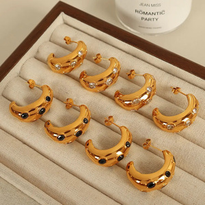 Fashion <b>Stud</b> <b>Earrings</b> Gold Geometric Irregular Shape Stainless Steel Women's Jewelry - Product Image 2