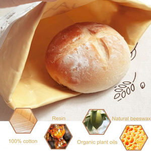 Sacs à pain réutilisables en coton et lin avec cire d'abeille biologique pour pain au levain fait maison, avec fermeture éclair pour conserver la fraîcheur - Product Image 4