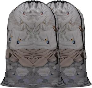 Washable Recycle <b>Foldable</b> Large Drawstring <b>Laundry</b> Bag Mesh Shoe Wash Clothes <b>Laundry</b> <b>Basket</b> Black Wash Bag - Product Image 1