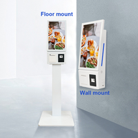 Kiosque de commande automatique 21,5/23,8/27 pouces avec scanner et imprimante, paiement par terminal de point de vente, paiement par carte de crédit pour la restauration rapide