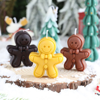 Handgemachte Lebkuchenmann-Form Geschenk für Weihnachten Winterliche Heimdekoration Niedliche Aromatherapie Sojawachs-Duftkerze