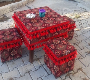 Bộ Bàn Làm Việc Bằng Tay Thiết Kế Theo Yêu Cầu <span class=keywords><strong>Oriental</strong></span> Corner Bộ Bàn Ghế Bộ Ghế Đẩu Bằng Gỗ | 5 Miếng - Product Image 4