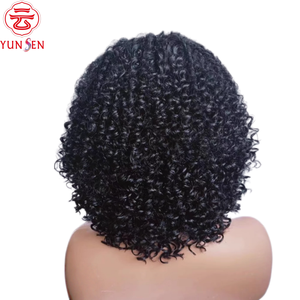 Cabello Humano 100% Virgen, Peluca con Frente de Encaje 4x4, Cabello Corto y Rizado con Raya al Medio en Negro para Mujeres - Product Image 4