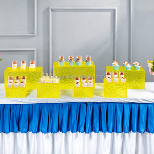 Tasse gâteau affichage <span class=keywords><strong>individuel</strong></span> restauration Buffet présentoirs jaune carré ondulation plinthes support ensemble cristal gâteau de mariage support - Product Image 5