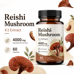 Capsules de champignons Reishi OEM/ODM, compléments alimentaires à base de plantes, certifiés GMP, 60 capsules/flacon, usage adulte, soutien immunitaire - Product Image 5