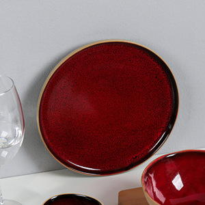 Plato Rojo Nórdico de Alta Gama para Bistec, Vajilla para Restaurante Occidental, con Esmalte de Horno, Vajilla Europea para Hotel, Plato Plano Estilo Francés Tao - Product Image 1