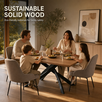 Table de cuisine rectangulaire peu encombrante avec pieds croisés en métal robuste et finition imitation bois, acceptant les personnalisations dans tous les styles