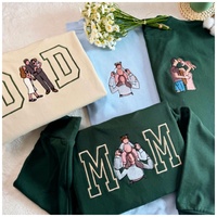 Sweat-shirts brodés personnalisés pour mère, père, couples, famille, animaux de compagnie, amis, photos de groupe brodées colorées sur sweat-shirts et t-shirts