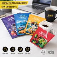 Sachet d'emballage personnalisé imprimé pour café filtre, qualité alimentaire, petit format, à portion individuelle, anti-humidité et anti-odeur, plat 3 côtés