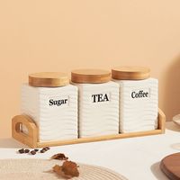 Vente en gros Nouvelle boîte à café en céramique créative à forme gaufrée, personnalisée, de qualité alimentaire, pour cuisine, boîte à thé, pot à sucre