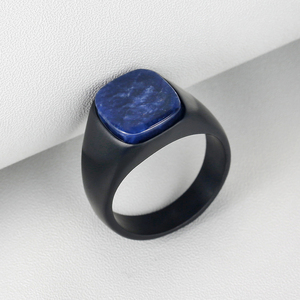 Pietre preziose personalizzate 316 acciaio inossidabile lapislazzuli pietra naturale anelli IP gioielli neri per donna <span class=keywords><strong>uomo</strong></span> <span class=keywords><strong>elegante</strong></span> Finger <span class=keywords><strong>accessori</strong></span> - Product Image 5