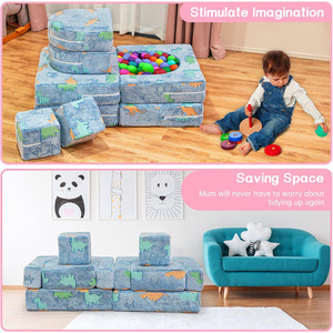 Modular Children's Play <b>Sofa</b> 4 Seater Glow In Dark Dinosaur Pattern Indoor Toddler Combination <b>Sofa</b> - Product Image 3
