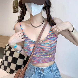 2024 Women Summer <strong>Crop</strong> Top <strong>Vest</strong> Colorful New Fashion Knitwear Sleeveless Sexy Hot Girl Base <strong>Sweater</strong> Short Tops Casual <strong>Vest</strong> - Product Image 1