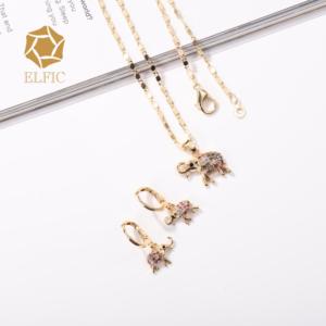 Elfic ילדי תכשיטי סט פיל אביזרי שרשרות & עגילי לא להכתים תכשיטי 18k זהב מצופה conjuntos joyeria oro laminado - Product Image 2