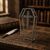 Boîte d'emballage en métal et verre transparent de qualité supérieure, moderne, faite à la main, personnalisable, en forme de cercueil, pour bijoux et bracelets