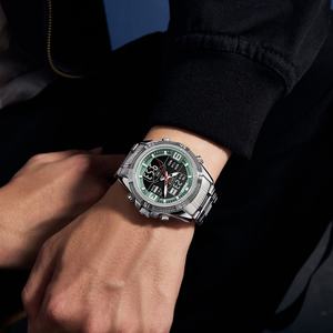 Montre chronographe analogique-numérique SMAEL 6055, étanche, lumineuse, avec alarme, boîtier/cadran en alliage, bracelet en acier inoxydable, chronomètre - Product Image 4