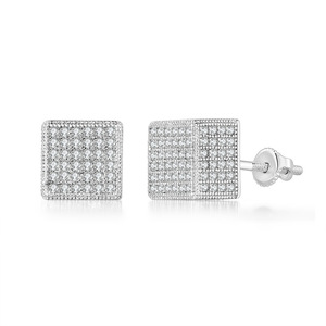 Cube Stud Earrings Full Diamond Geometric Design Zinc Alloy Party Jewelry - Product Image 4