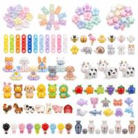 Breloques 3D Personnages Anime Chien Chat Lapin Ours Perle Sculptée Animaux Dessin Animé à Trou Droit pour Stylo, Pendentif de Voiture, Accessoire de Sac