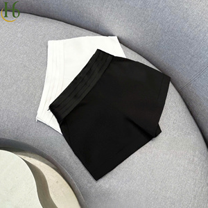 Shorts taille haute pour femmes, style jupe-short unie, service OEM pour la saison estivale, pantalon mi-mollet avec fermeture éclair - Product Image 1