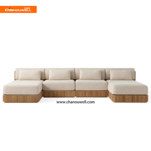 Élégant Canapé d'Extérieur en <span class=keywords><strong>Teck</strong></span> 4 Places avec Motif Rayé, <span class=keywords><strong>Teck</strong></span> de Qualité Supérieure Résistant aux Intempéries pour Salon de Jardin - Product Image 4