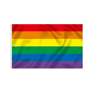 2024 nuevo producto al por mayor barato diseño personalizado tamaño 100% poliéster impreso 3*5 pies Arco Iris Lgbt bandera del Orgullo Gay