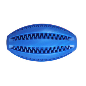 Jouet pour chien, balle en caoutchouc écologique, distributeur de friandises, durable, à mâcher, pour le nettoyage dentaire, jouet à mâcher pour l'intérieur/l'extérieur, rugby - Product Image 1